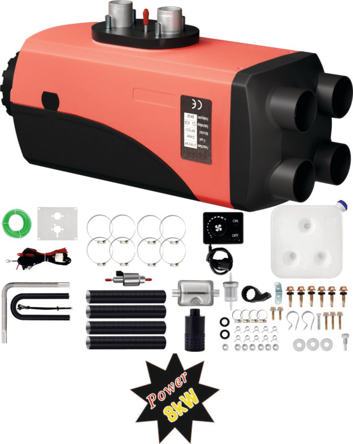 2/3/5/8KW 12V Diesel Air Heater – Parking Heater with Silencer, LCD Display, and Remote Control