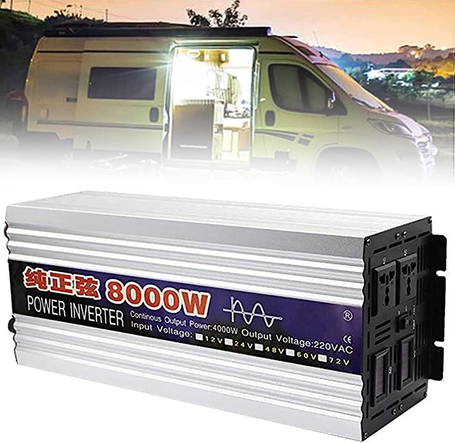 3000W - 8000W 12V/24V Solar Inverter Automatic Converter with 12V to 220V Transformer - Efficient Voltage Transformation for Off-Grid and Solar Power Systems