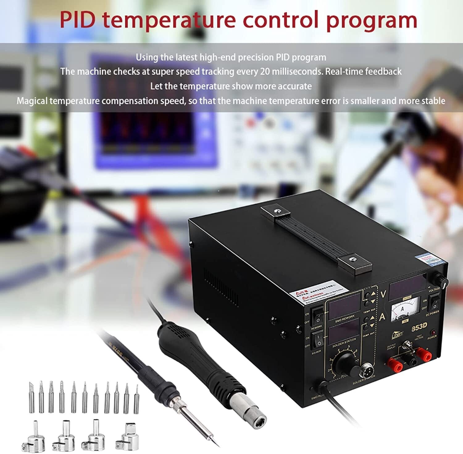 Professional Digital Hot Air Rework and Soldering Station Temperature Adjustable, LED Display
