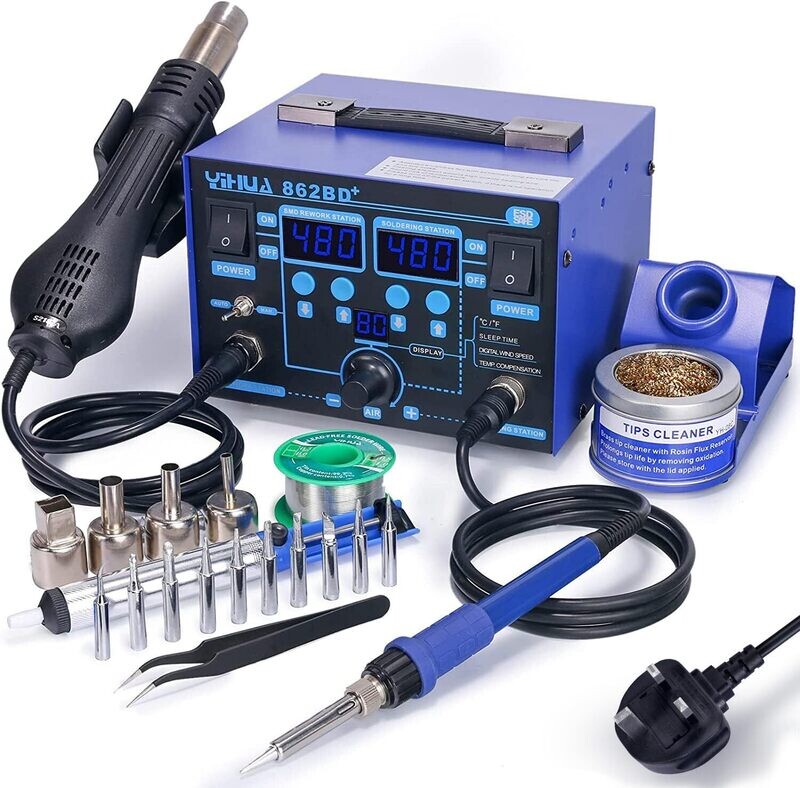 Professional Digital Hot Air Rework and Soldering Station Temperature Adjustable, LED Display