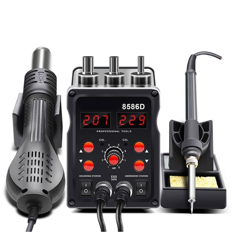 Professional Digital Hot Air Rework and Soldering Station Temperature Adjustable, LED Display