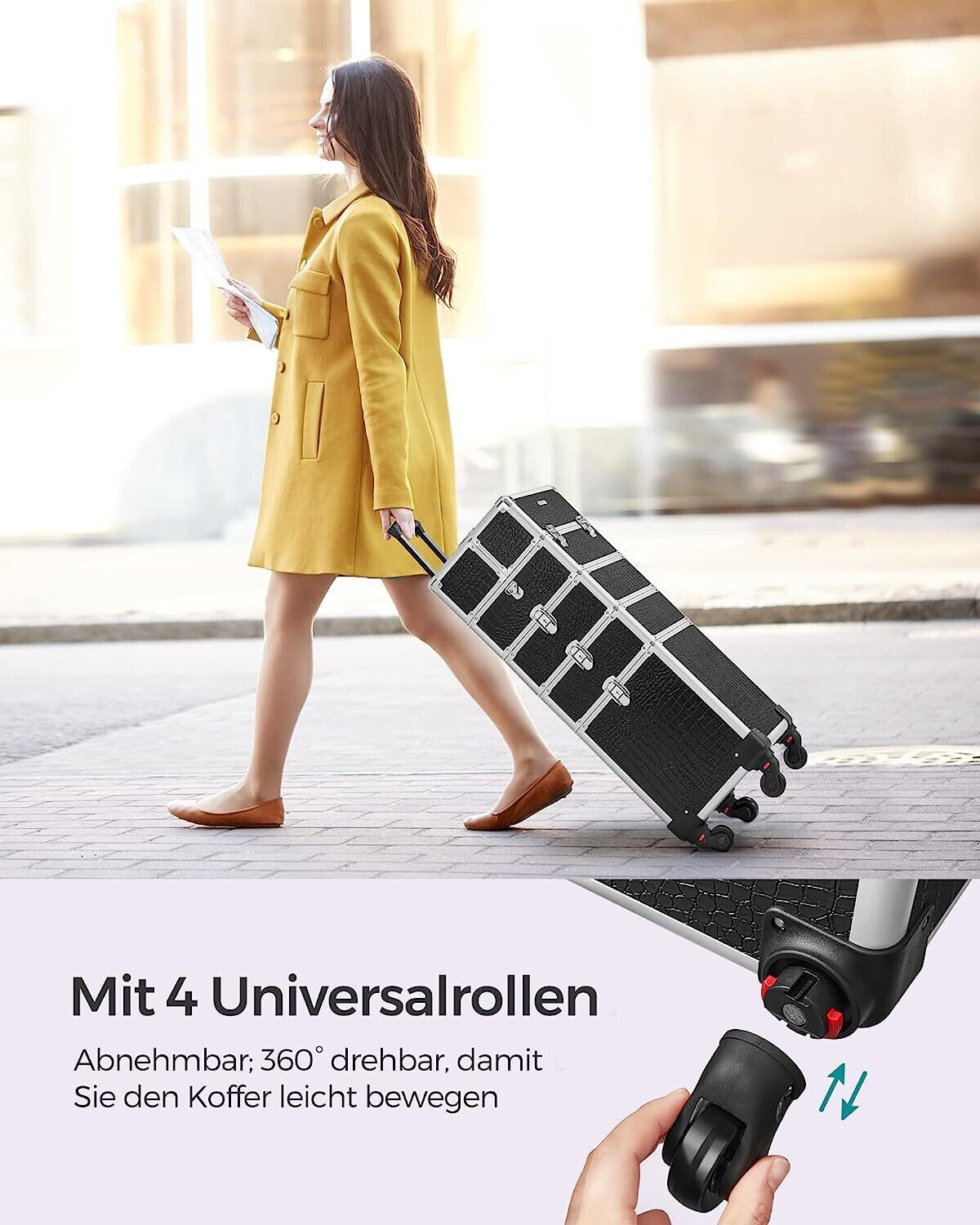 Aluminium Makeup Trolley Cosmetic Case with Detachable Mini-Cases – Portable Storage for Beauty Tools and Supplies