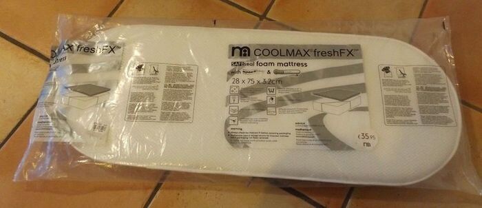 Mothercare 28 x 75cm SAFEseal Foam Mattress with Spacetec and COOLMAX freshFX