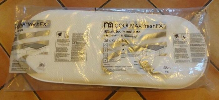 Mothercare 28 x 75cm SAFEseal Foam Mattress with Spacetec and COOLMAX freshFX