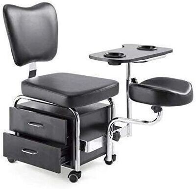 Manicure & Pedicure Nail Station Beauty Chair, Stool & Table Spa Drawers {Black}