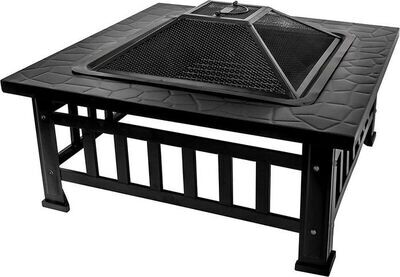 Patio Fire Pot Steel Fireplace Palermo &amp; Angularium, Outdoor Fire Pit for Garden, Patio, and Backyard Heating