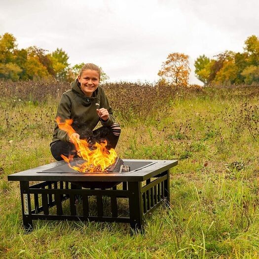 Patio Fire Pot Steel Fireplace Palermo &amp; Angularium, Outdoor Fire Pit for Garden, Patio, and Backyard Heating