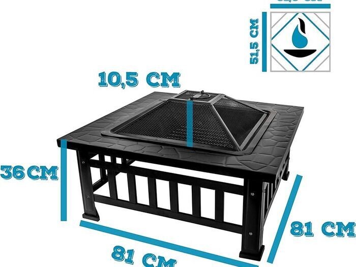 Patio Fire Pot Steel Fireplace Palermo &amp; Angularium, Outdoor Fire Pit for Garden, Patio, and Backyard Heating
