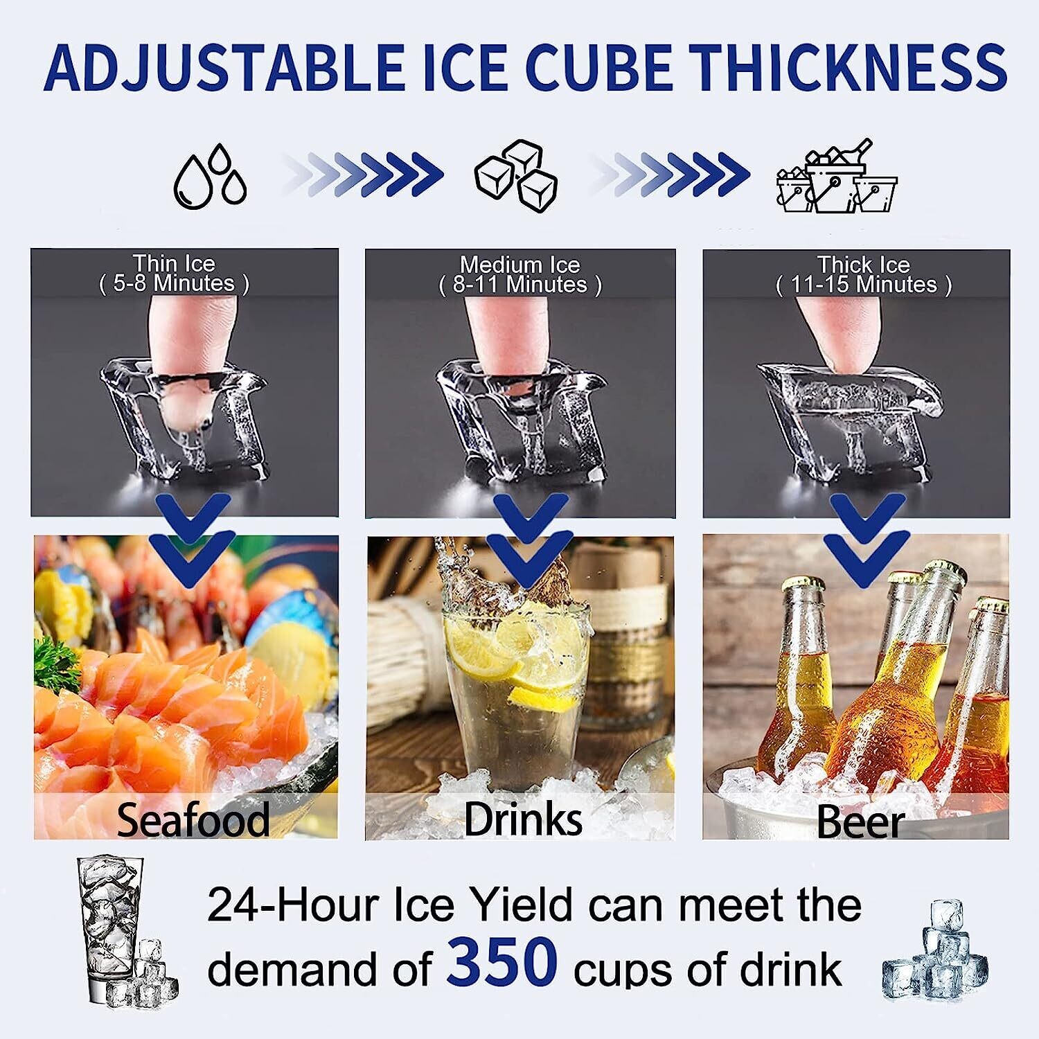 56kg/132lbs 220V Commercial Ice Maker - Automatic Clear Cube Ice Machine for Efficient Ice Production