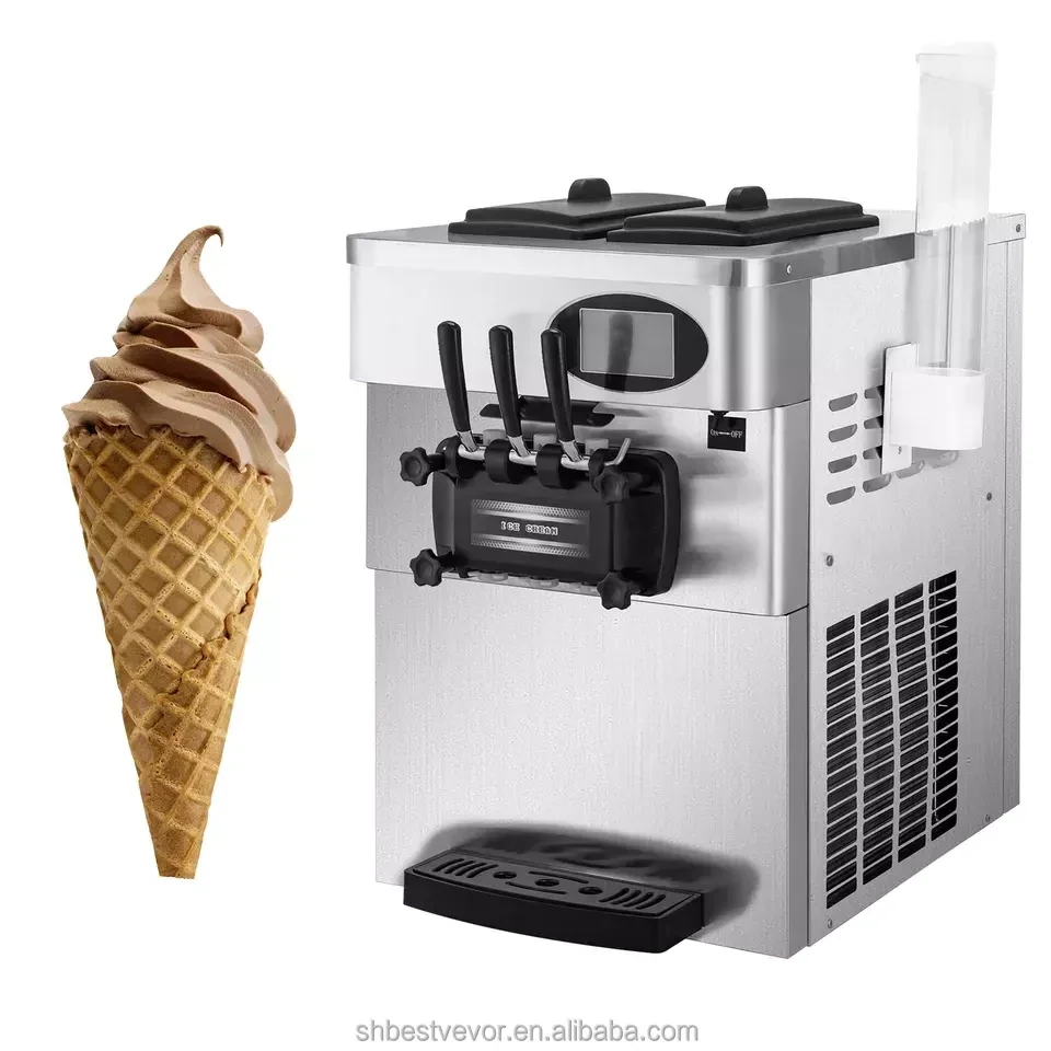 3 Flavors Commercial Soft Ice Cream Maker 2*6l Ice Cream Maker 2200w 20-28l/h