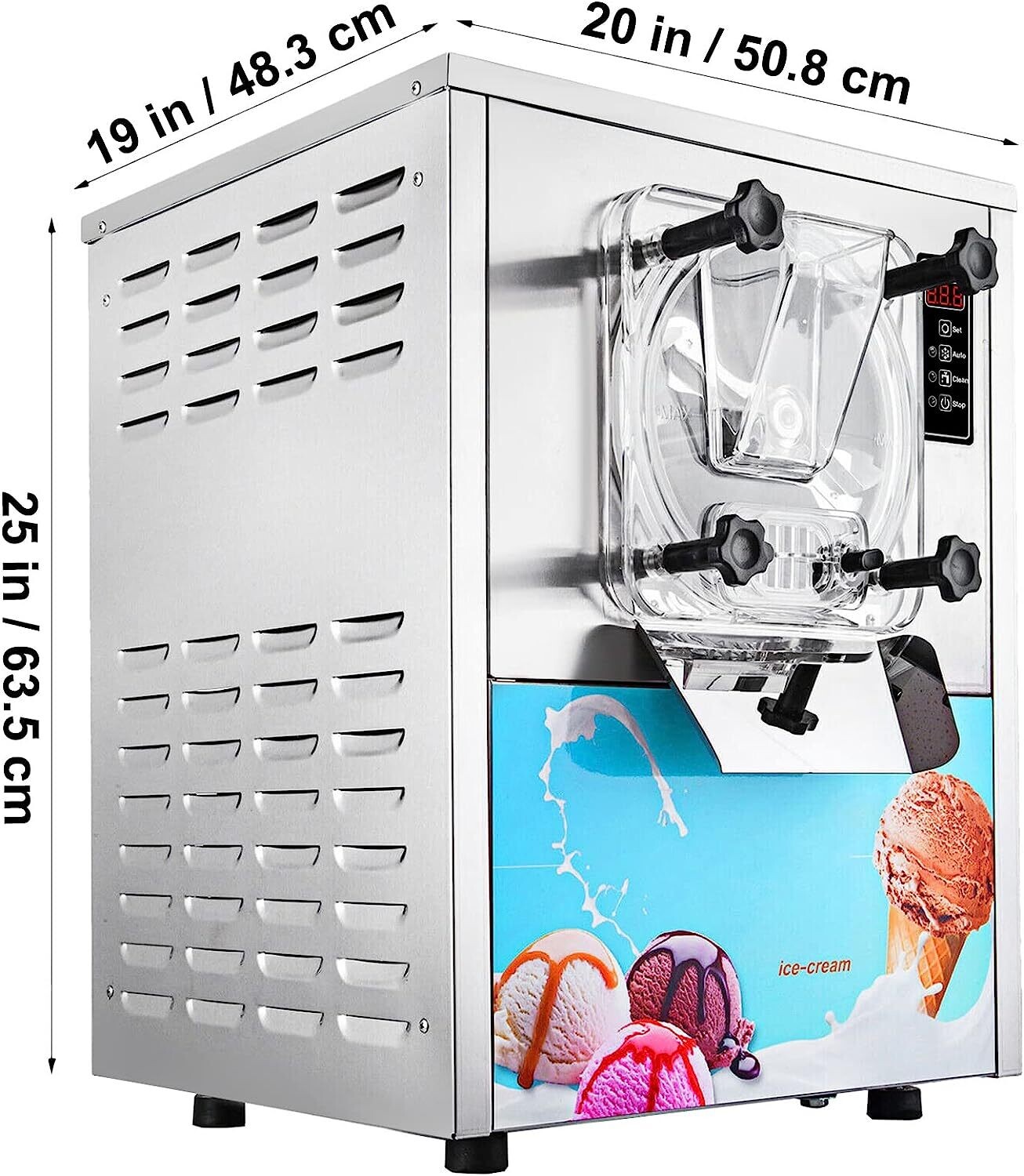 Commercial Hard Ice Cream Machine, 1400W High-Performance Ice Cream Maker, Ideal for Cafes, Restaurants, and Dessert Shops