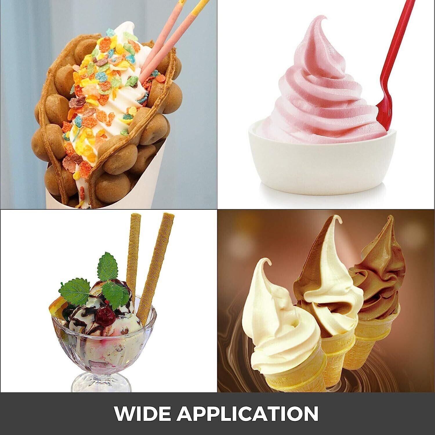 Commercial Soft Ice Cream Maker, 2200W, 2+1 Flavors, High-Capacity 20-28L/H Production