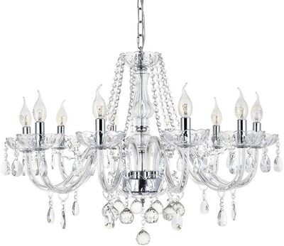 Modern Crystal Chandelier with 10-Lights, Clear Crystal Droplet Glass Ceiling Light Fitting Elegant Pendant Lights Fixture for Home & Office
