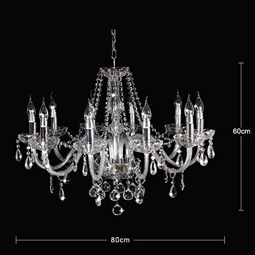 Modern Crystal Chandelier with 10-Lights, Clear Crystal Droplet Glass Ceiling Light Fitting Elegant Pendant Lights Fixture for Home &amp; Office