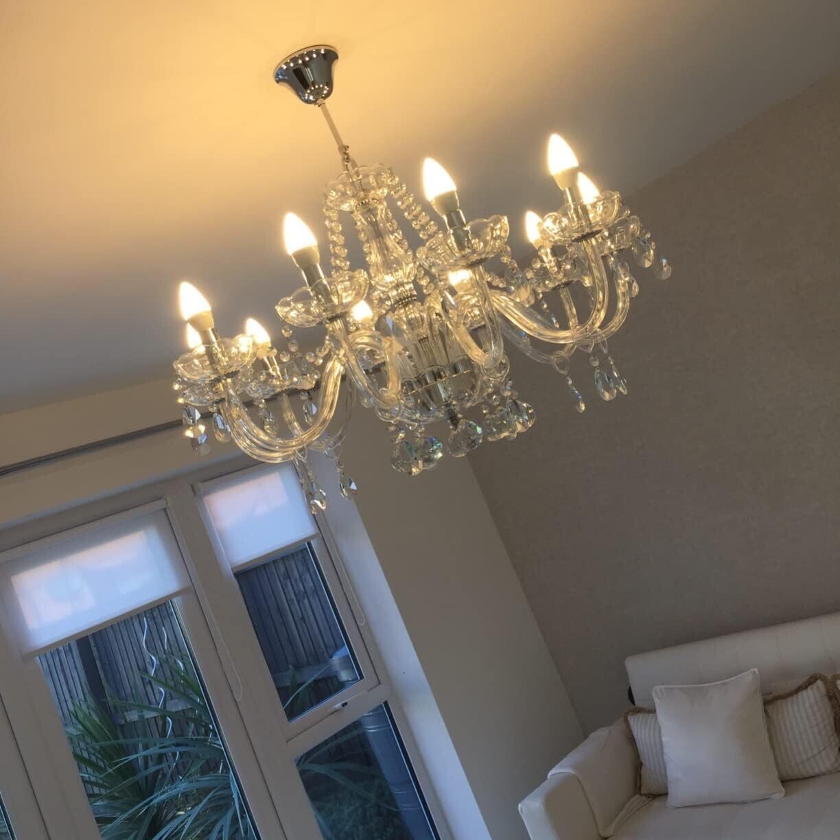 Modern Crystal Chandelier with 10-Lights, Clear Crystal Droplet Glass Ceiling Light Fitting Elegant Pendant Lights Fixture for Home &amp; Office
