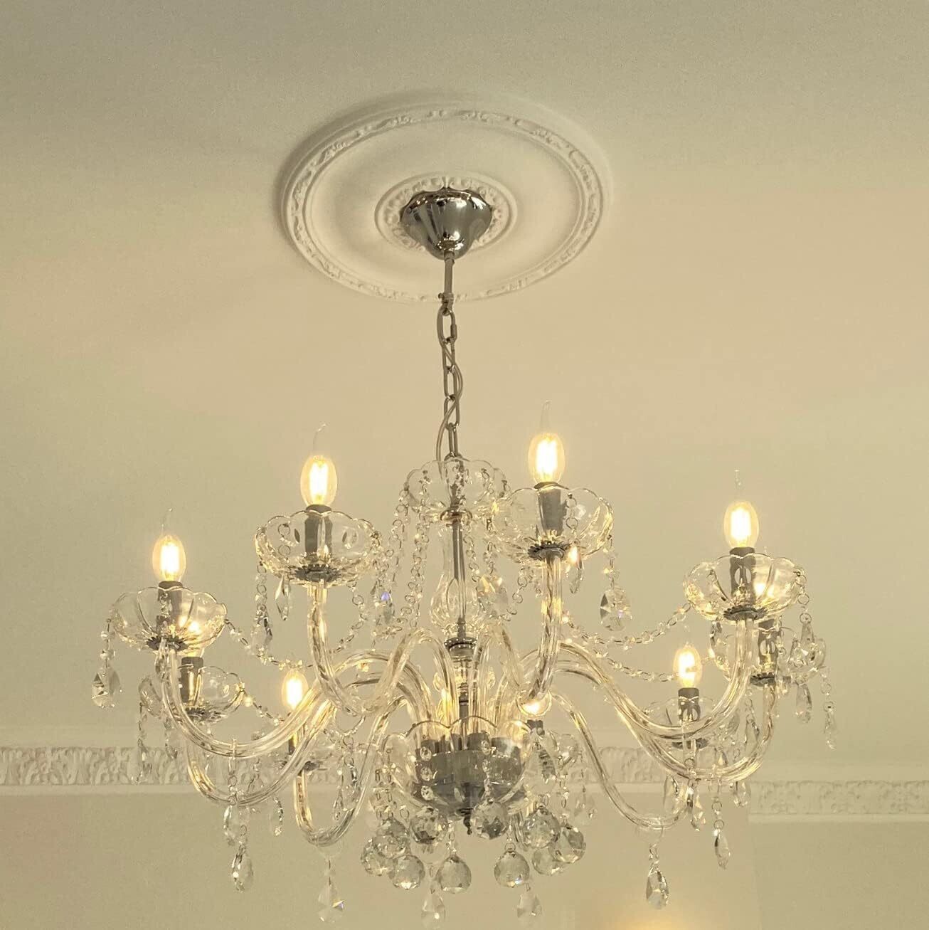 Modern Crystal Chandelier with 10-Lights, Clear Crystal Droplet Glass Ceiling Light Fitting Elegant Pendant Lights Fixture for Home &amp; Office