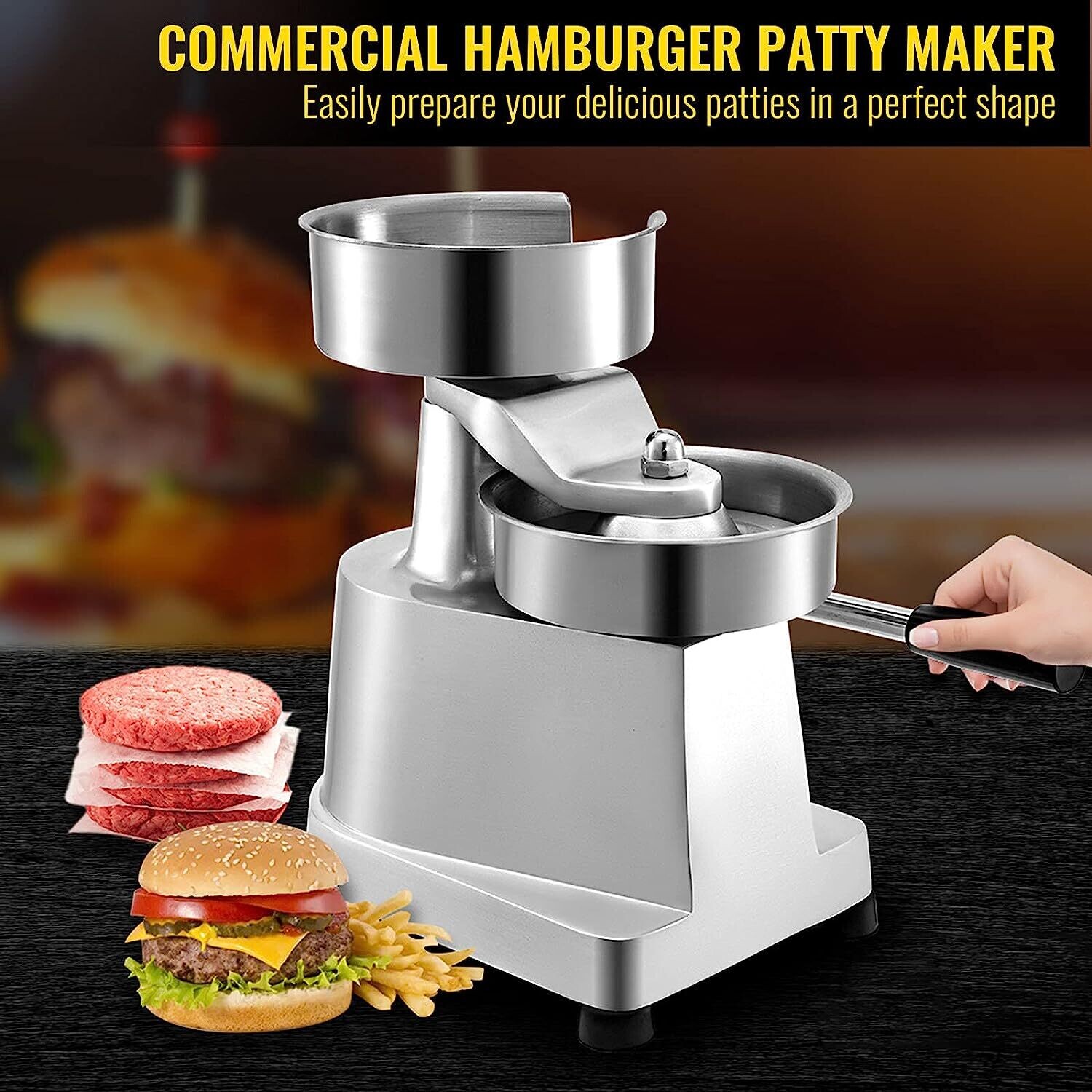 6-Inch Commercial Burger Press - Hamburger Patty Maker for Consistent, Perfectly Shaped Burgers