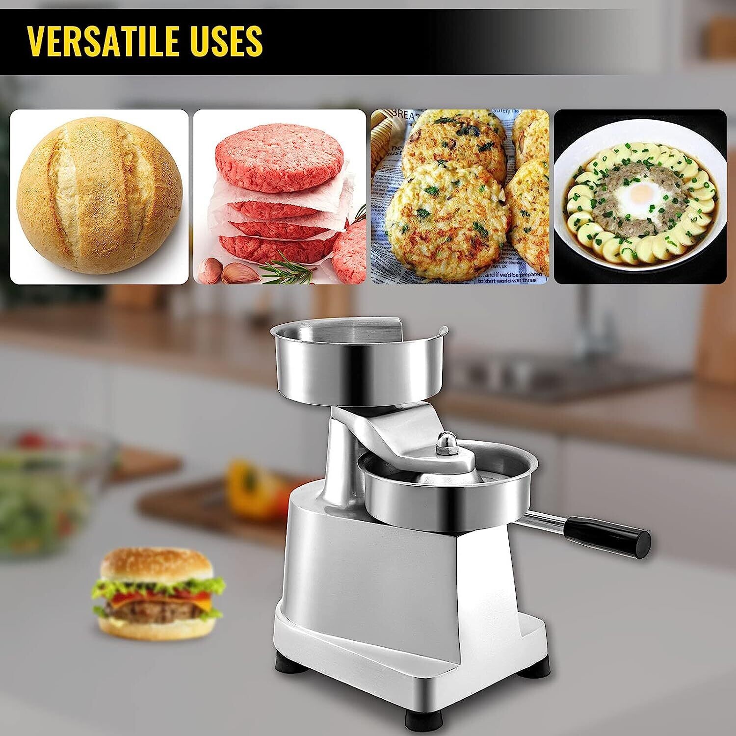 6-Inch Commercial Burger Press - Hamburger Patty Maker for Consistent, Perfectly Shaped Burgers