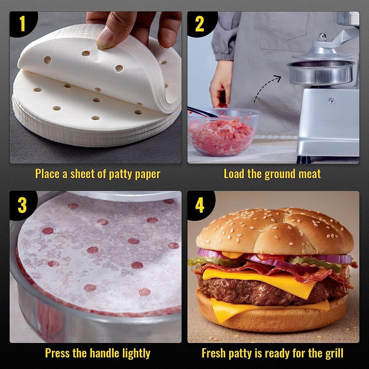 6-Inch Commercial Burger Press - Hamburger Patty Maker for Consistent, Perfectly Shaped Burgers
