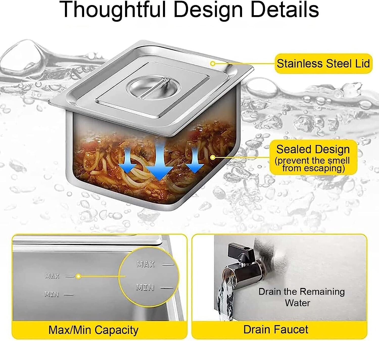 Commercial 3-pan Food Warmer Heavy Gauge Pan 1200w Food Warmer Bain Marie Steam Table Steamer