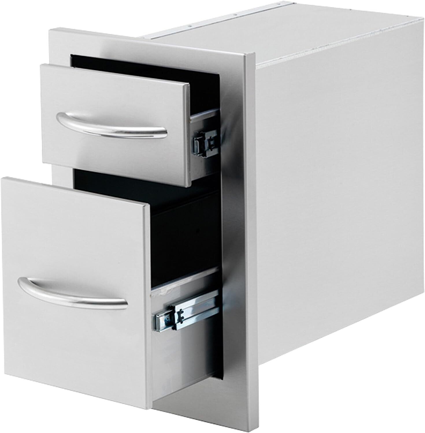 BBQ Island Kitchen Drawers – 18&quot; x 15&quot; Stainless Steel Double Box Chest of Drawers for Outdoor Storage