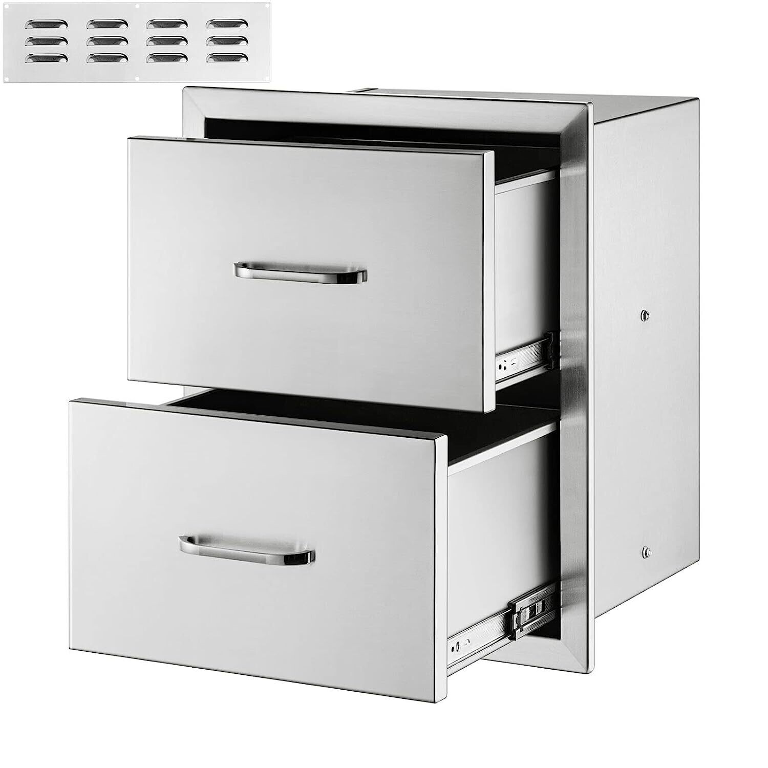 Bbq Island Kitchen Drawers, 18" x 15" Stainless steel double box chest of drawers