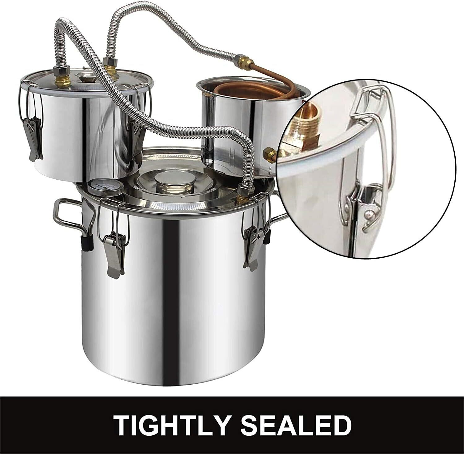 12L/20L/30L/50L - 3 Pot Diy Home Brewing Alcohol Water Distiller Moonshine Still Spirits Kit