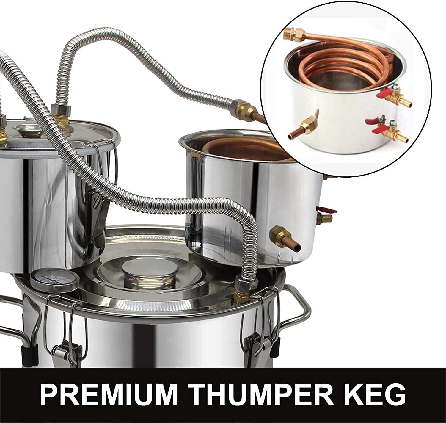 12L/20L/30L/50L - 3 Pot Diy Home Brewing Alcohol Water Distiller Moonshine Still Spirits Kit