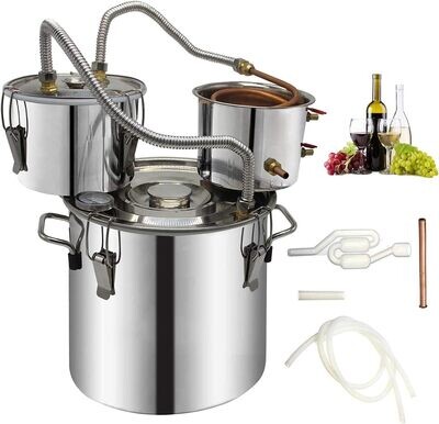 Home Use, 2.7Gal Still Making Moonshine Stainless Steel Double Keg for Wine and Water