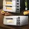 Commercial Electric Pizza Oven Maker with Timer, Stainless Steel Construction, Adjustable Temperature for Consistent Pizza Cooking.