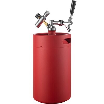 Red Mini Beer Keg Draft Growler Beer Dispenser for Home, 270 oz.