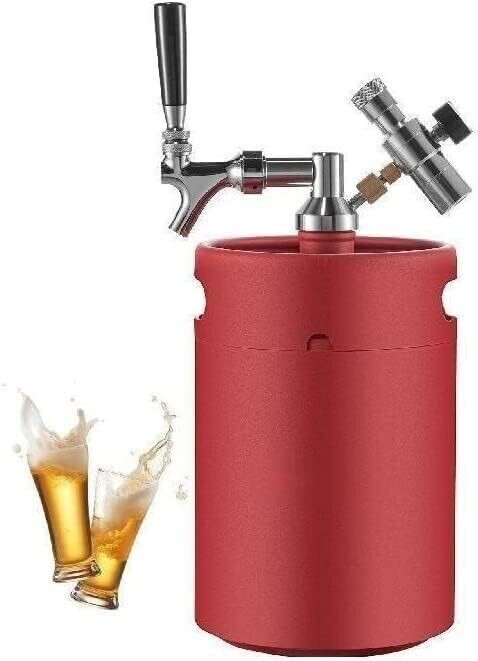 Red Mini Beer Keg Draft Growler Beer Dispenser for Home, 270 oz.