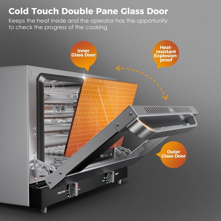 Commercial Baking Oven 66L Electric Convection Countertop, High-Efficiency Oven for Even Heat Distribution, Perfect for Restaurants, Bakeries, and Catering, 220-240V, Adjustable Temperature and Timer.