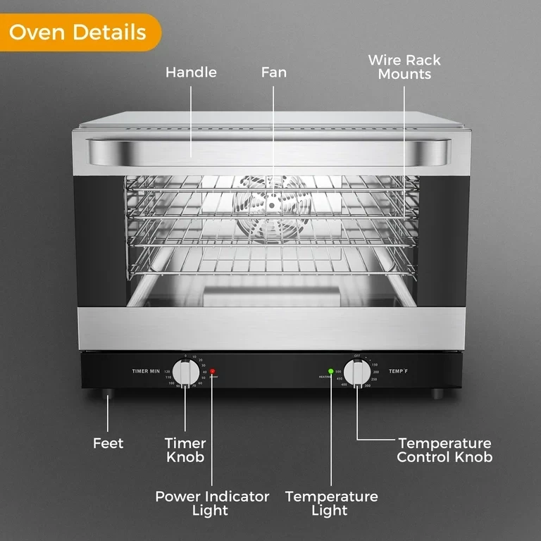 Commercial Baking Oven 66L Electric Convection Countertop, High-Efficiency Oven for Even Heat Distribution, Perfect for Restaurants, Bakeries, and Catering, 220-240V, Adjustable Temperature and Timer.