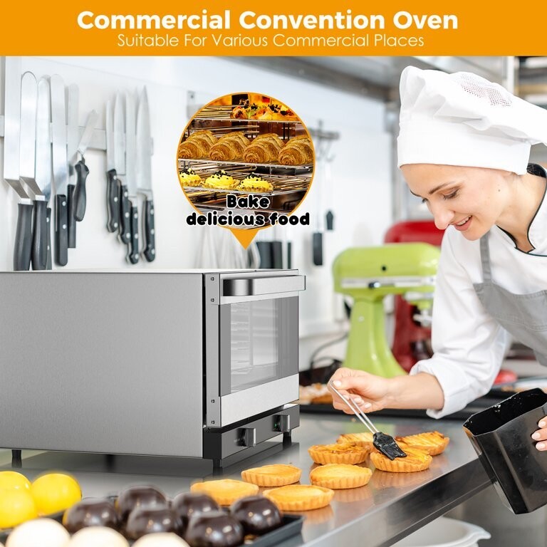 Commercial Baking Oven 66L Electric Convection Countertop, High-Efficiency Oven for Even Heat Distribution, Perfect for Restaurants, Bakeries, and Catering, 220-240V, Adjustable Temperature and Timer.