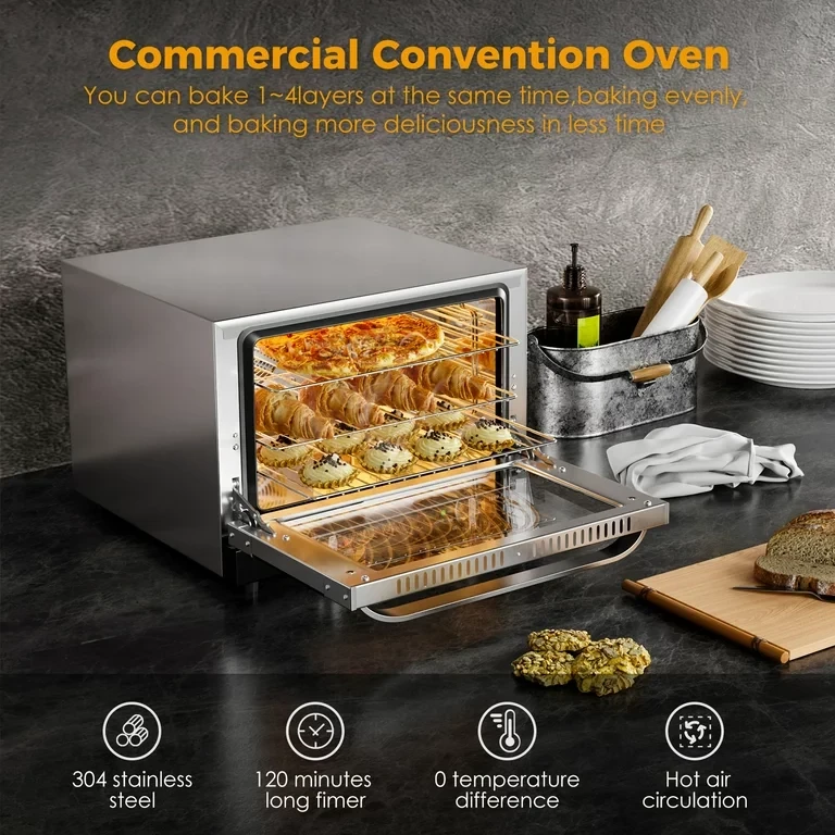 Commercial Baking Oven 66L Electric Convection Countertop, High-Efficiency Oven for Even Heat Distribution, Perfect for Restaurants, Bakeries, and Catering, 220-240V, Adjustable Temperature and Timer.