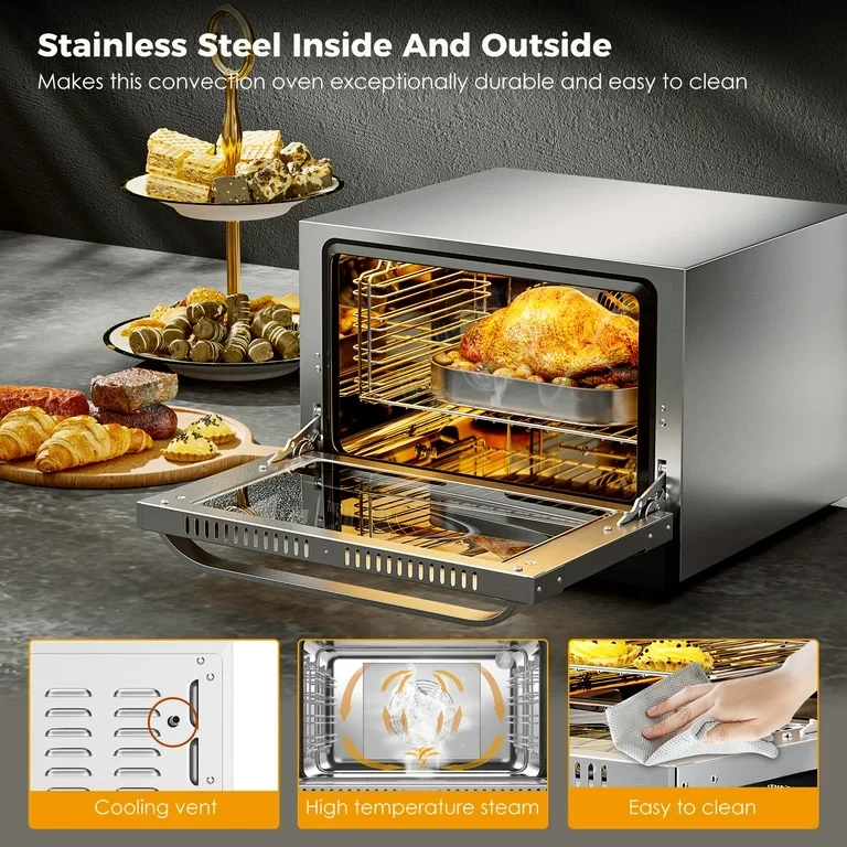 Commercial Baking Oven 66L Electric Convection Countertop, High-Efficiency Oven for Even Heat Distribution, Perfect for Restaurants, Bakeries, and Catering, 220-240V, Adjustable Temperature and Timer.