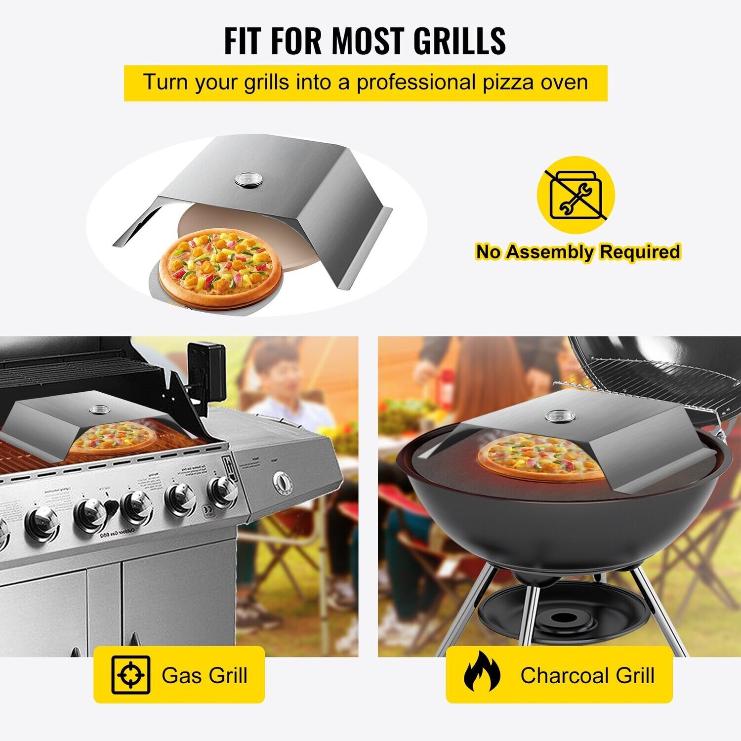 Pizza Oven Grill Kit For a 22&quot; grill, a stainless steel pizza oven