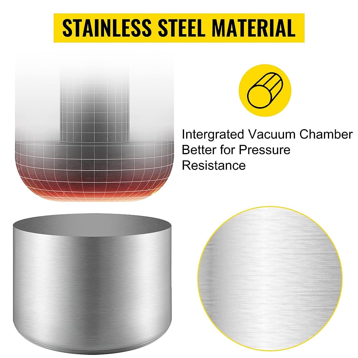 Stainless steel Gallon Vacuum Chamber Single Stage Vacuum Pump For Removing Gases, kit for Epoxies and Urethane Degassing