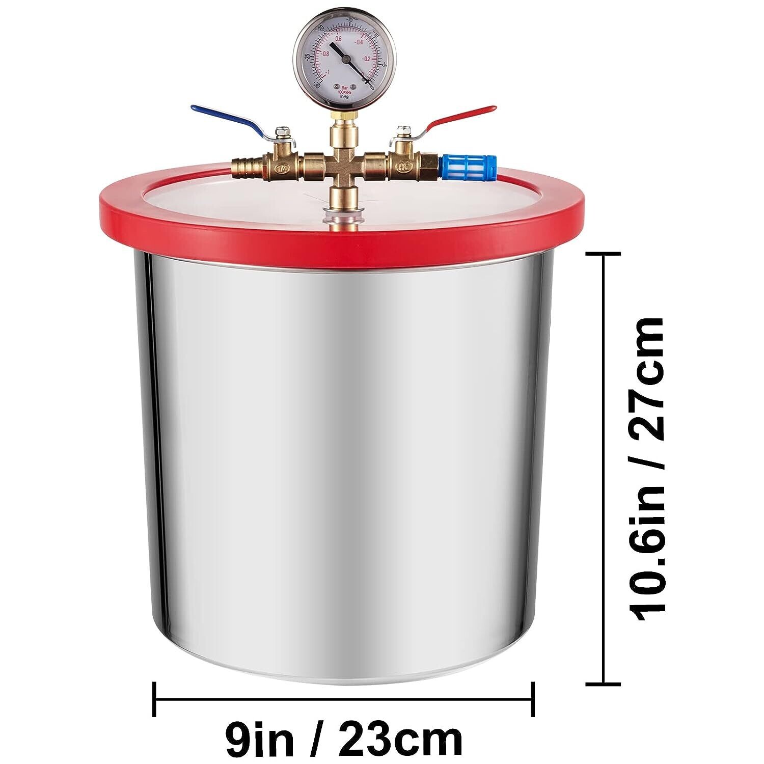 Stainless steel Gallon Vacuum Chamber Single Stage Vacuum Pump For Removing Gases, kit for Epoxies and Urethane Degassing