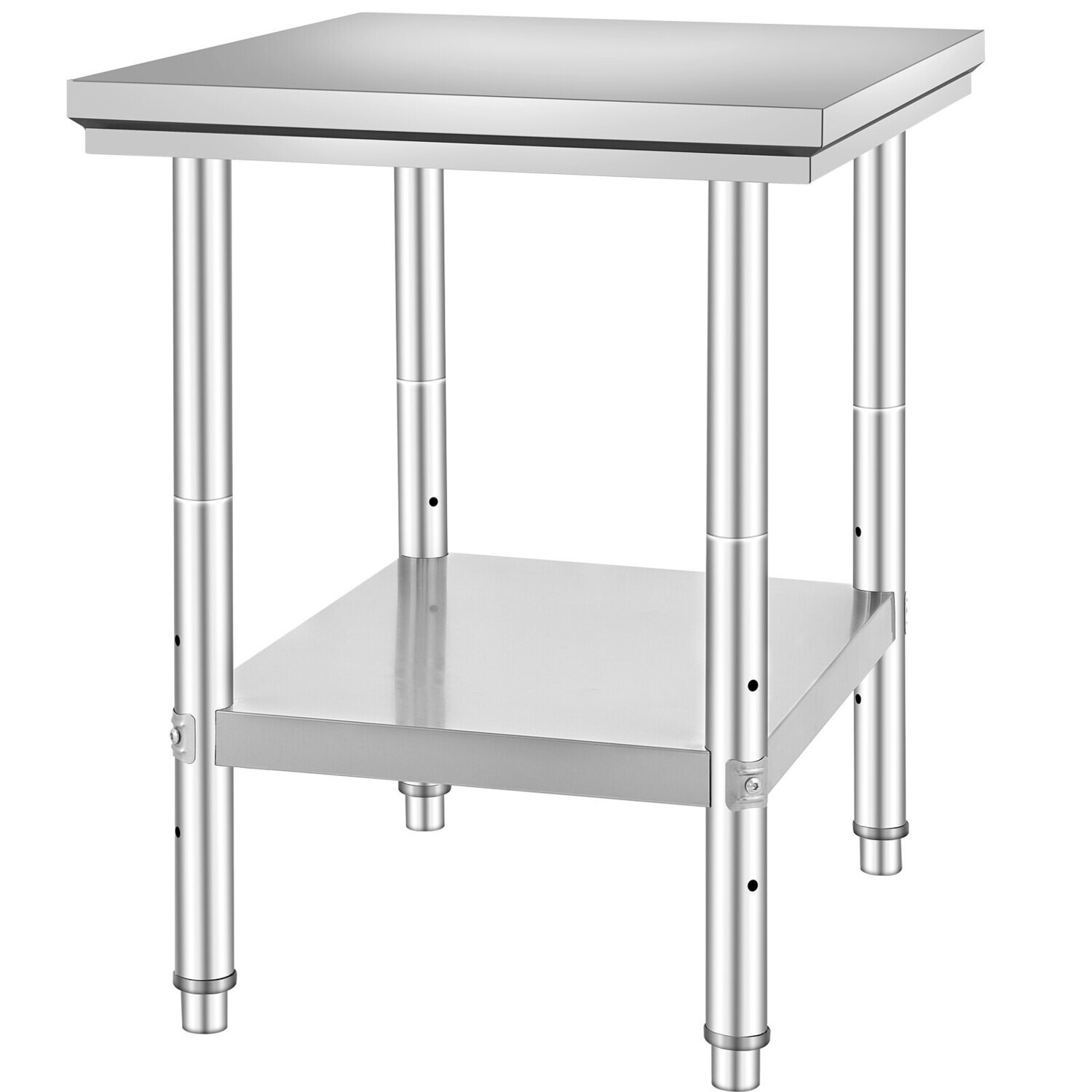 Commercial Kitchen Prep Workbench, 60x76x80 cm, Stainless Steel Work Table with Lower Shelf, Restaurant Equipment, Food Preparation Table, Durable Kitchen Furniture