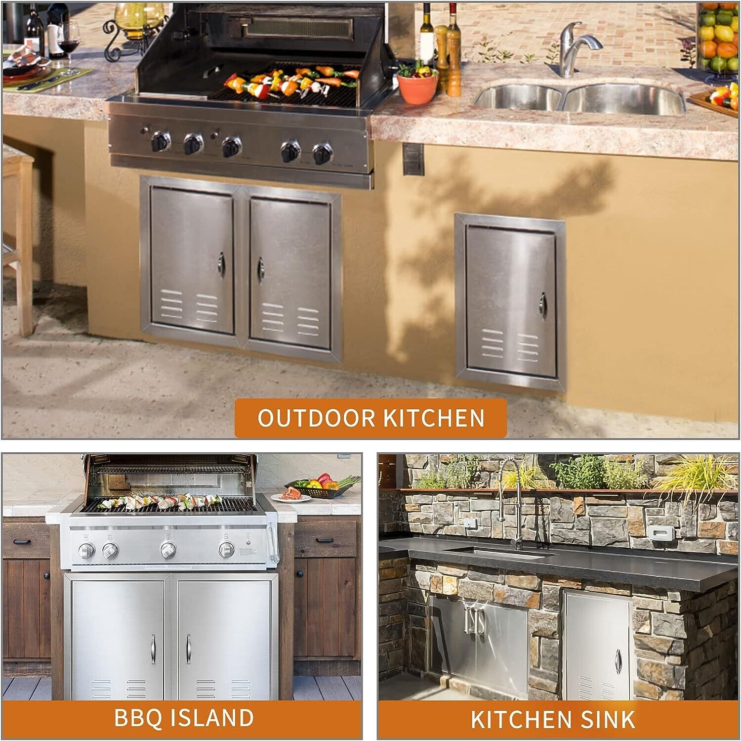 Kitchen Door Outdoor 19x28-inch stainless steel cabinet with BBQ kitchen doors