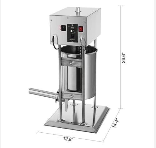Commercial Electric Meat Maker Sausage Stuffer, Stainless Steel, Efficient Filling Machine for Butchers and Kitchens.