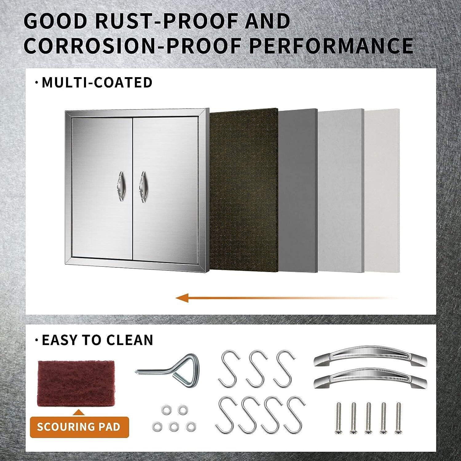 Kitchen Door Outdoor 19x28-inch stainless steel cabinet with BBQ kitchen doors