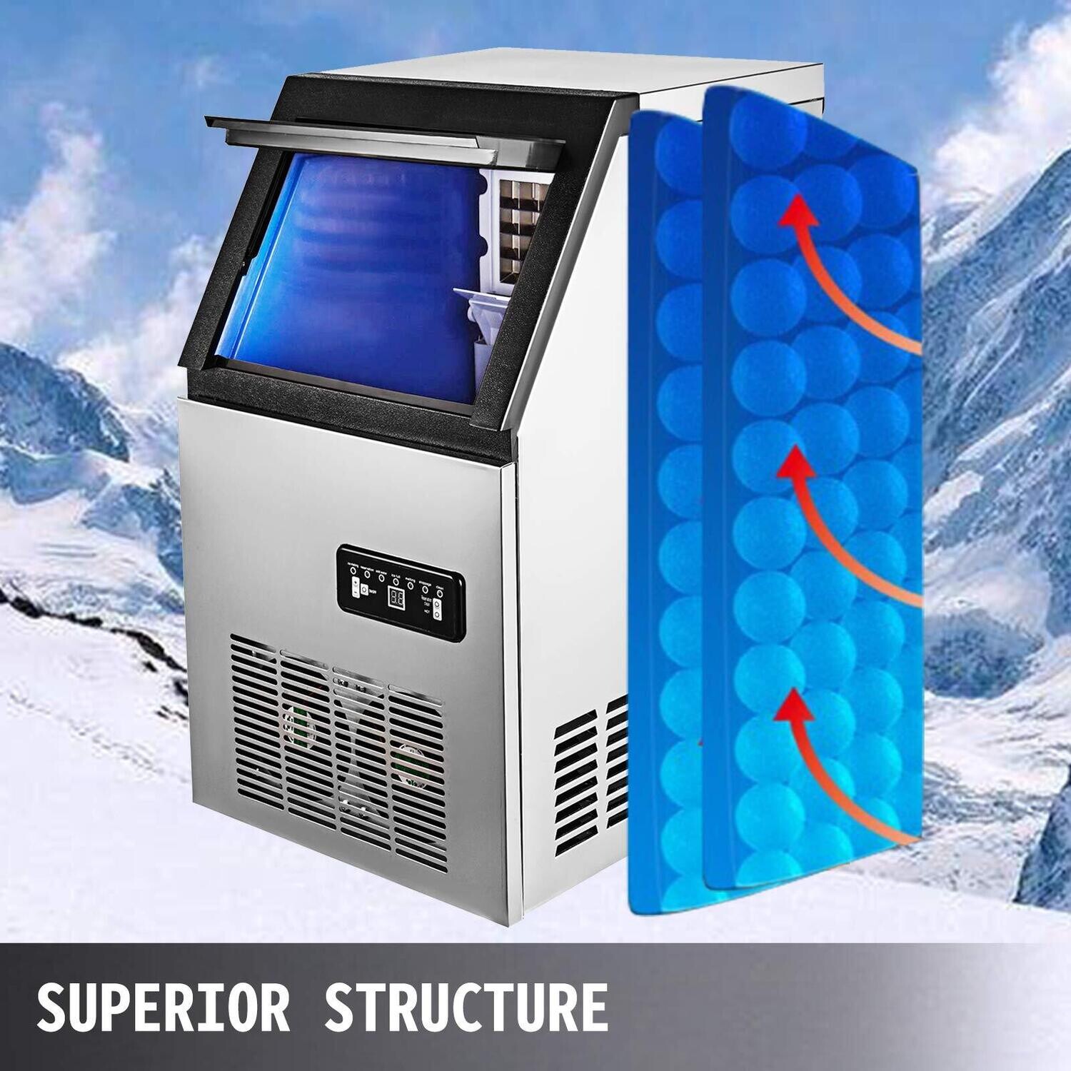 Commercial Ice Maker Machine, Multiple Capacity Options, Efficient Ice Production