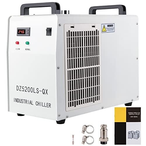 6L Industrial Water Chiller with Thermolysis for CO2 Laser Tube Cooling - Compatible with 80W, 100W, and 120W Glass Laser Tubes