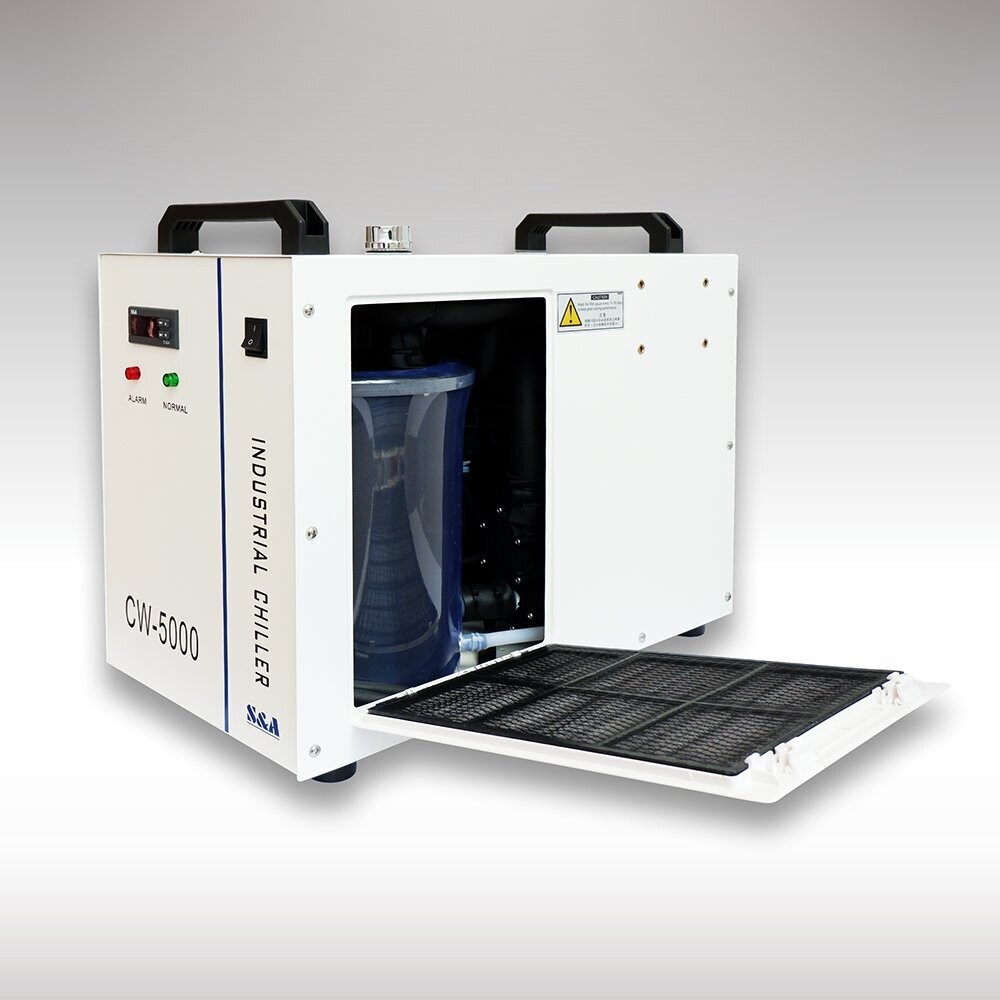 6L Industrial Water Chiller with Thermolysis for CO2 Laser Tube Cooling - Compatible with 80W, 100W, and 120W Glass Laser Tubes
