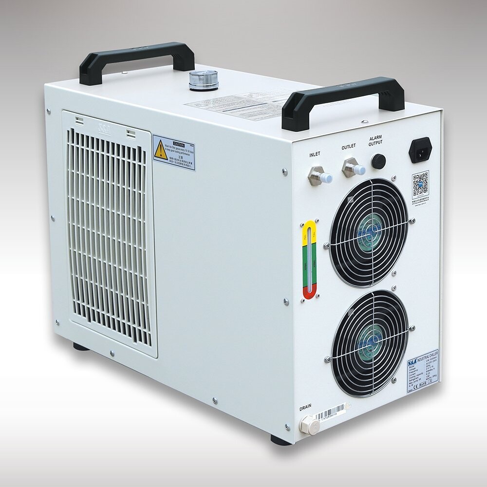 6L Industrial Water Chiller with Thermolysis for CO2 Laser Tube Cooling - Compatible with 80W, 100W, and 120W Glass Laser Tubes