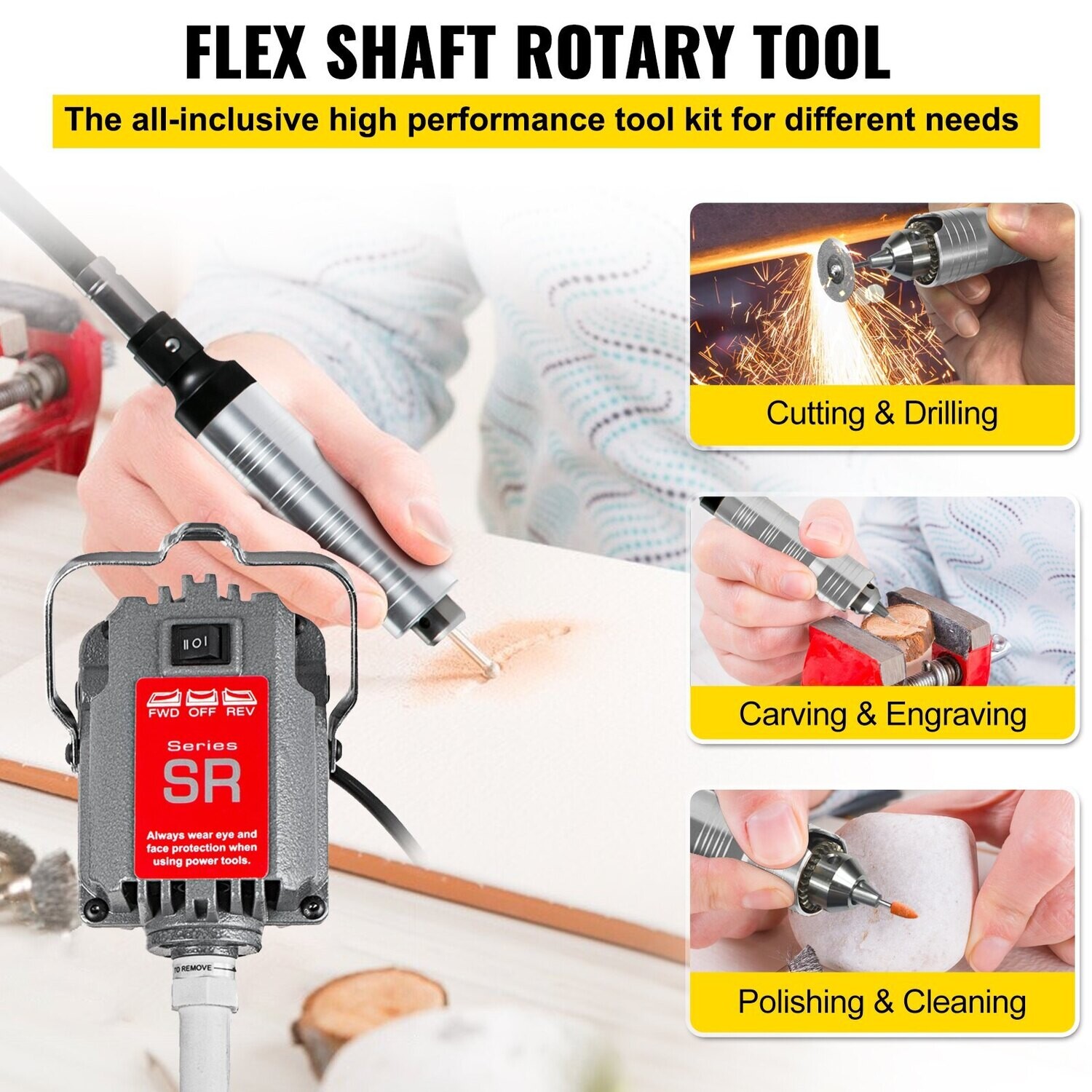 Hanging Flexshaft Mill 230W with 4mm Flex Shaft for Engraving, Jewelry Design, and Repair Tools