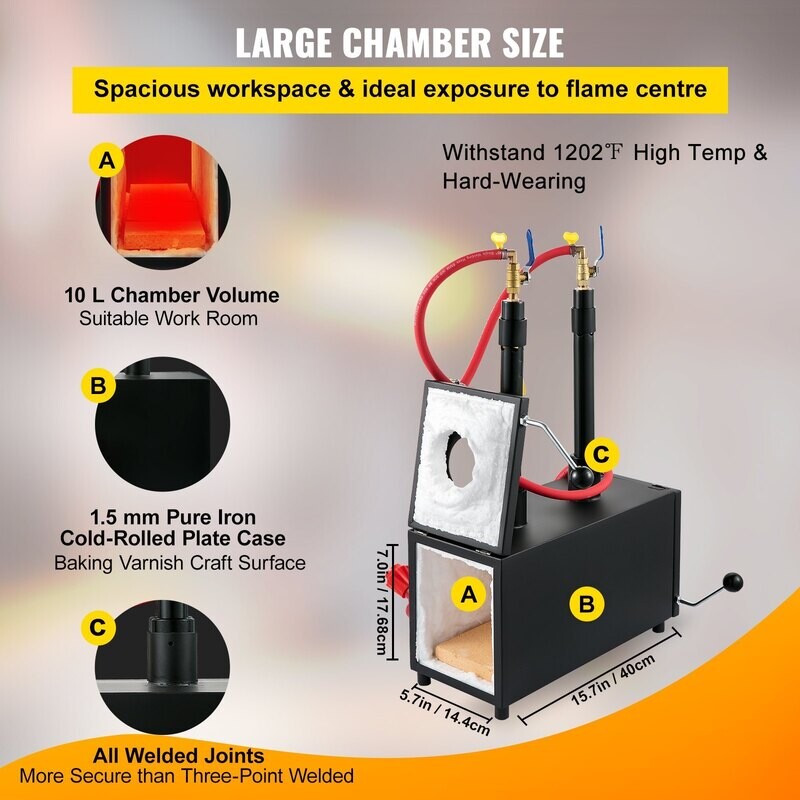 Portable Dual Gas Propane Forge Furnace Burners Metal Tool Making